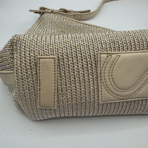 The Sak Hobo Beige Cream Woven Crochet Shoulder Hobo Bag Purse Metallic Gold - Picture 11 of 15